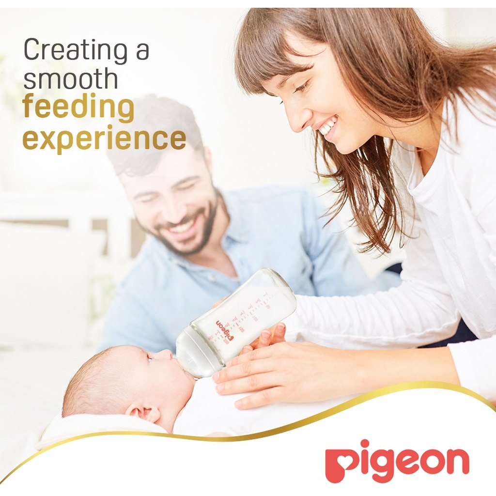 Pigeon SofTouch Wide Neck Nursing Glass Bottle For 3+ Months Baby 240ml