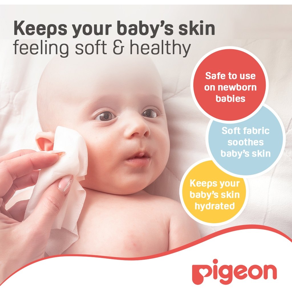 Pigeon 100% Pure Water Baby Wipes Fliptop, Pack of 80's