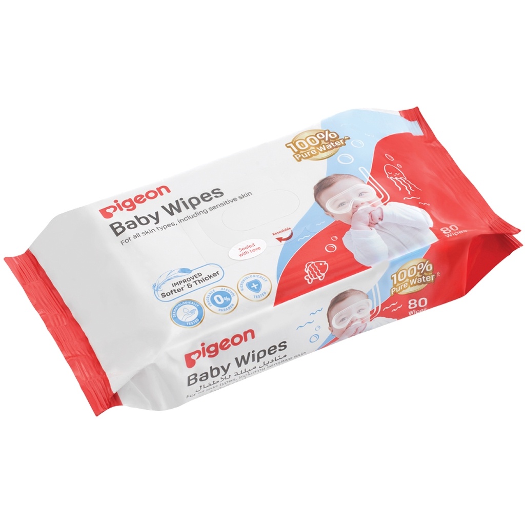 Pigeon 100% Pure Water Baby Wipes Refill, Pack of 80's