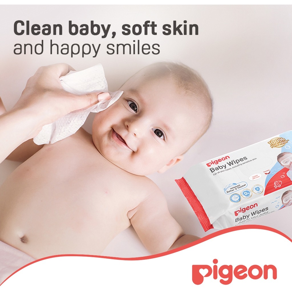 Pigeon 100% Pure Water Baby Wipes Refill, Pack of 80's