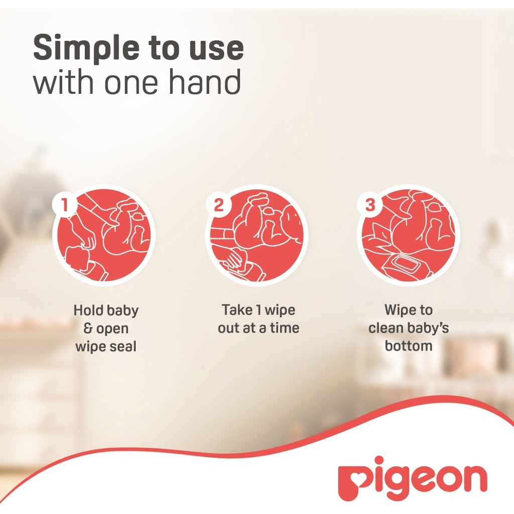 Pigeon 100% Pure Water Baby Wipes Refill, Pack of 80's