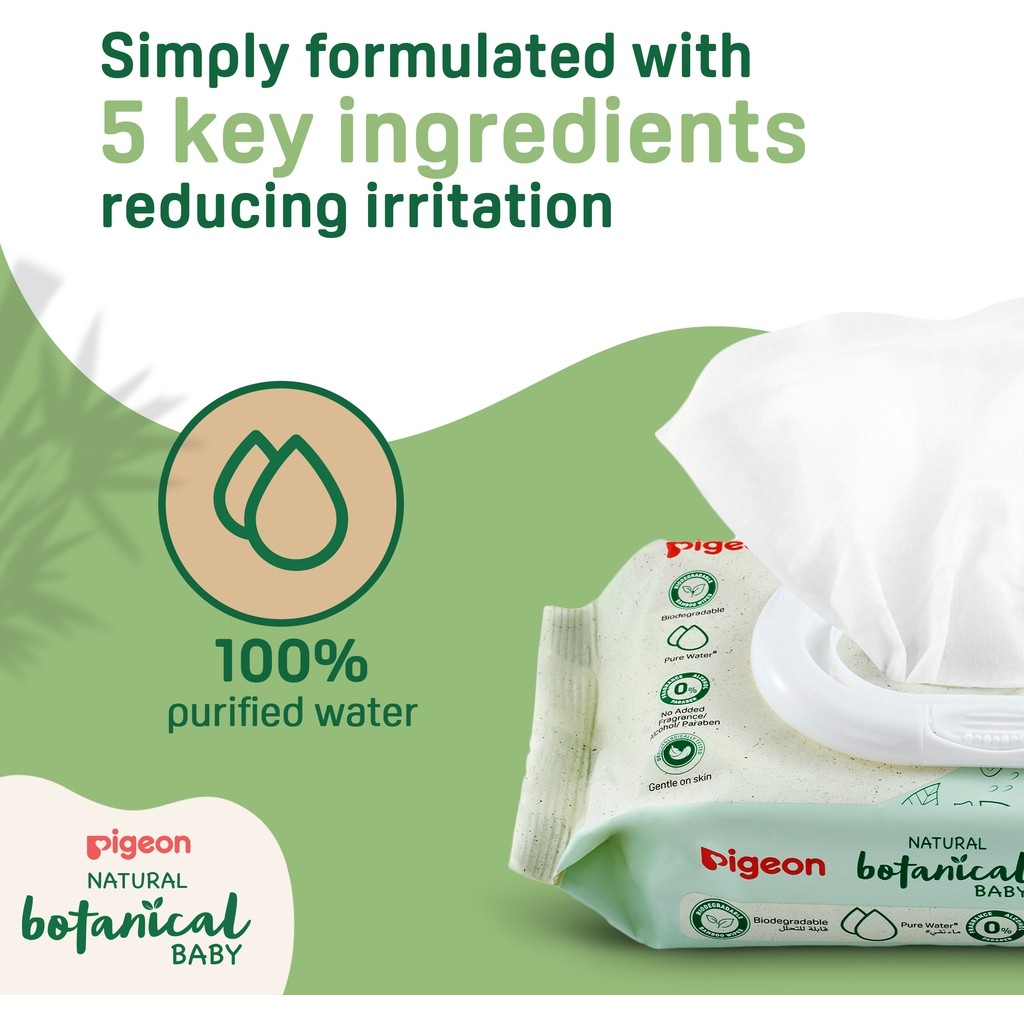 Pigeon Natural Botanical Baby Wipes, Pack of 70's