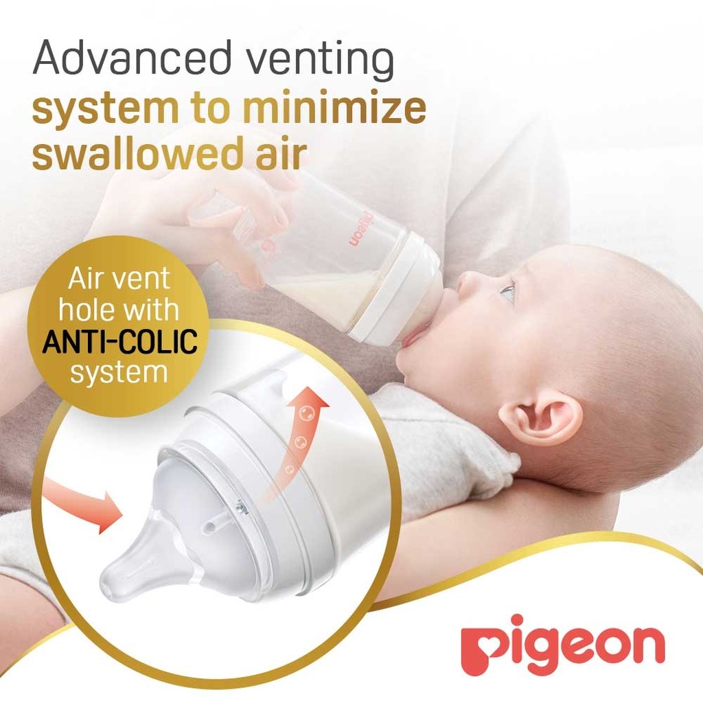 Pigeon SofTouch Wide Neck Nursing Plastic Bottle For 0+ Months Baby 160ml