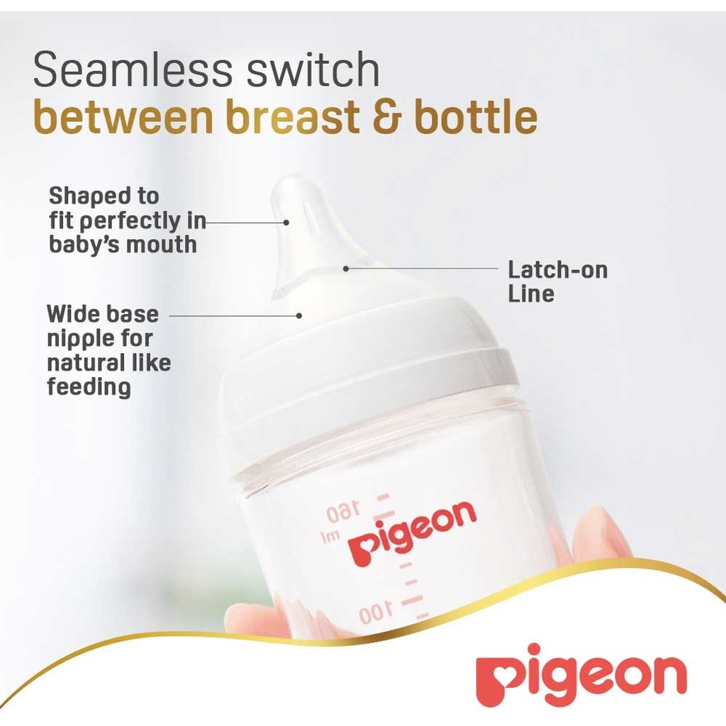 Pigeon SofTouch Wide Neck Nursing Plastic Bottle For 0+ Months Baby 160ml