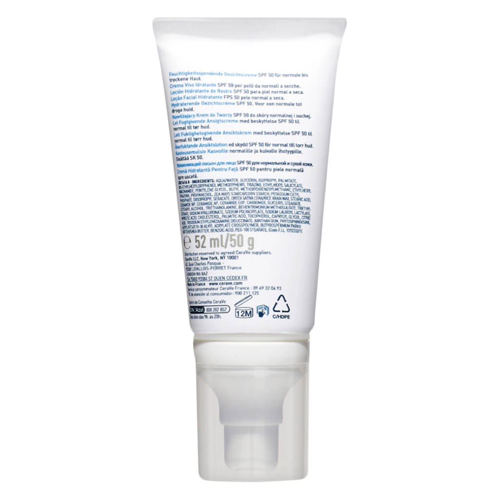 CeraVe AM SPF50 Facial Moisturizing Lotion For Normal To Dry Skin 52ml