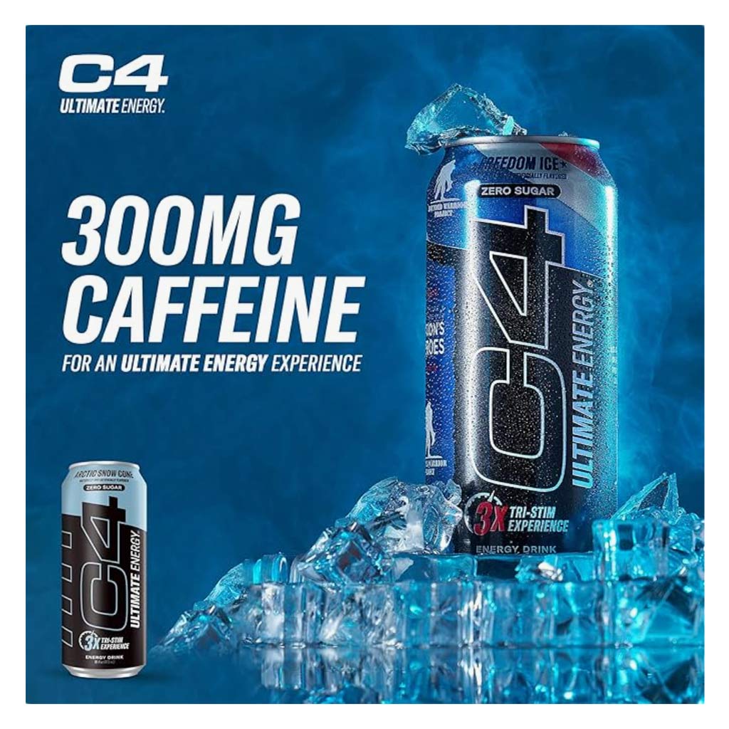 Cellucor C4 Zero Sugar Carbonated Artic Snow Cone Ultimate Energy Drink 473ml