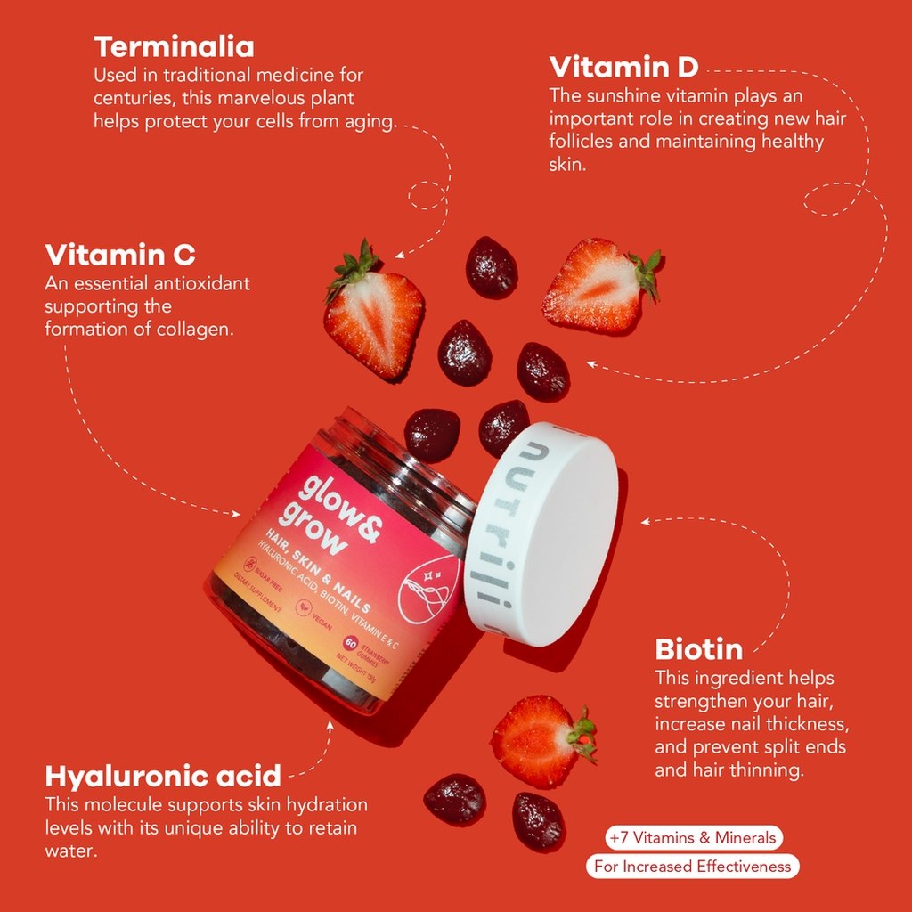 Nutrili Glow & Grow Adult Gummies For Hair, Skin & Nails, Pack of 60's