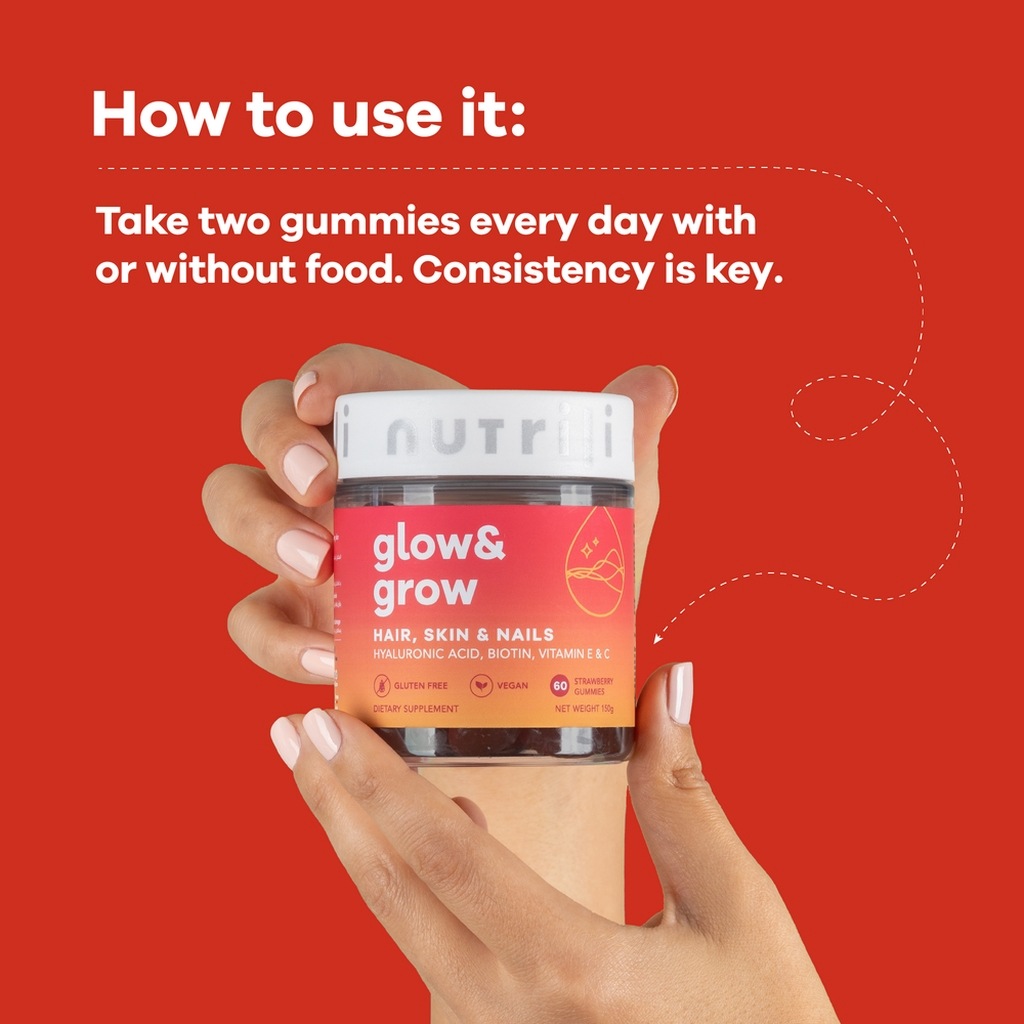 Nutrili Glow & Grow Adult Gummies For Hair, Skin & Nails, Pack of 60's