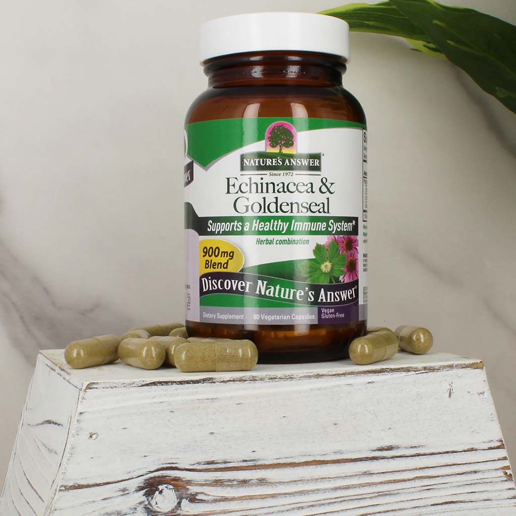 Nature's Answer Echinacea & Goldenseal 900mg Vegan Capsules For Immunity, Pack of 60's