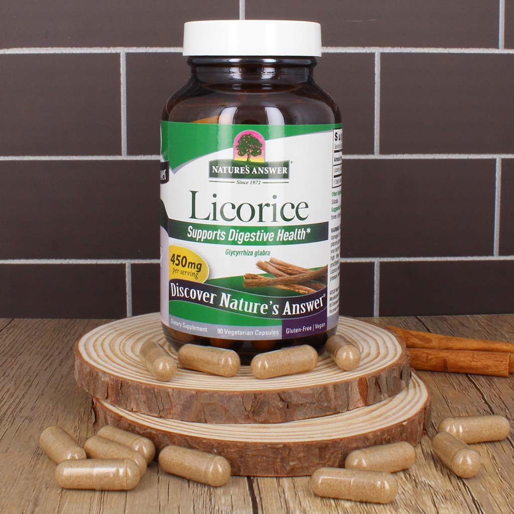 Nature's Answer Licorice Root 450mg Vegan Capsules For Digestive Health, Pack of 90's