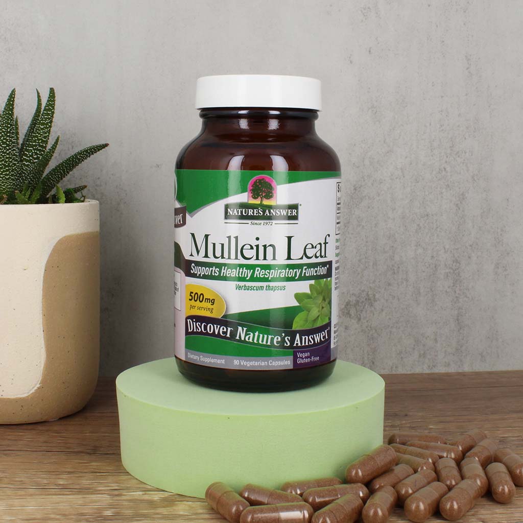 Nature's Answer Mullein Leaf 500mg Vegan Capsules For Respiratory Health, Pack of 90's