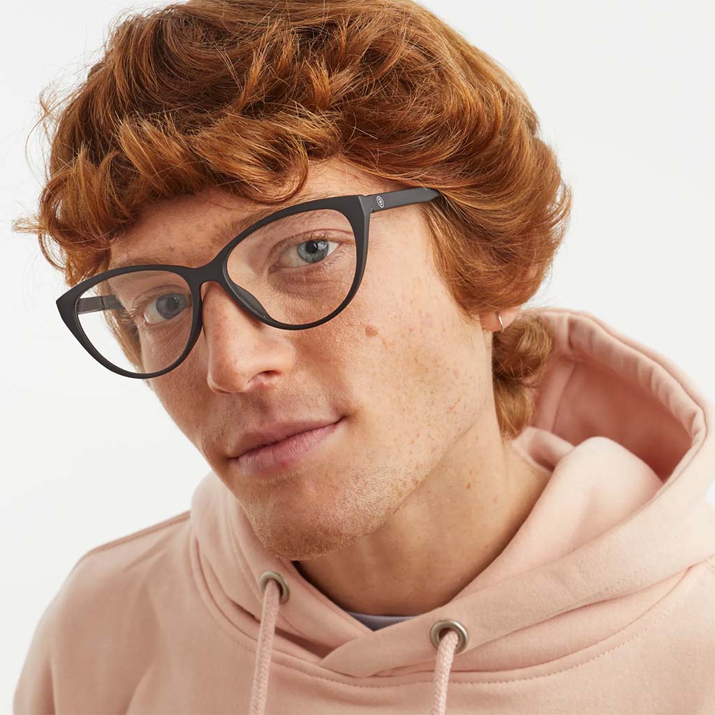 Barner Unisex Reading Glasses, Cat-Eye Shape, Matte Black - Plano Power