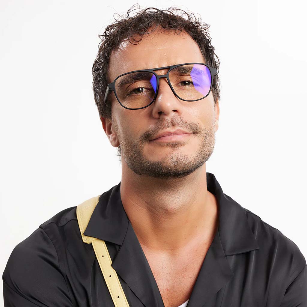 Barner Unisex Reading Glasses, Aviator Shape, Matte Black - +2.00 Power