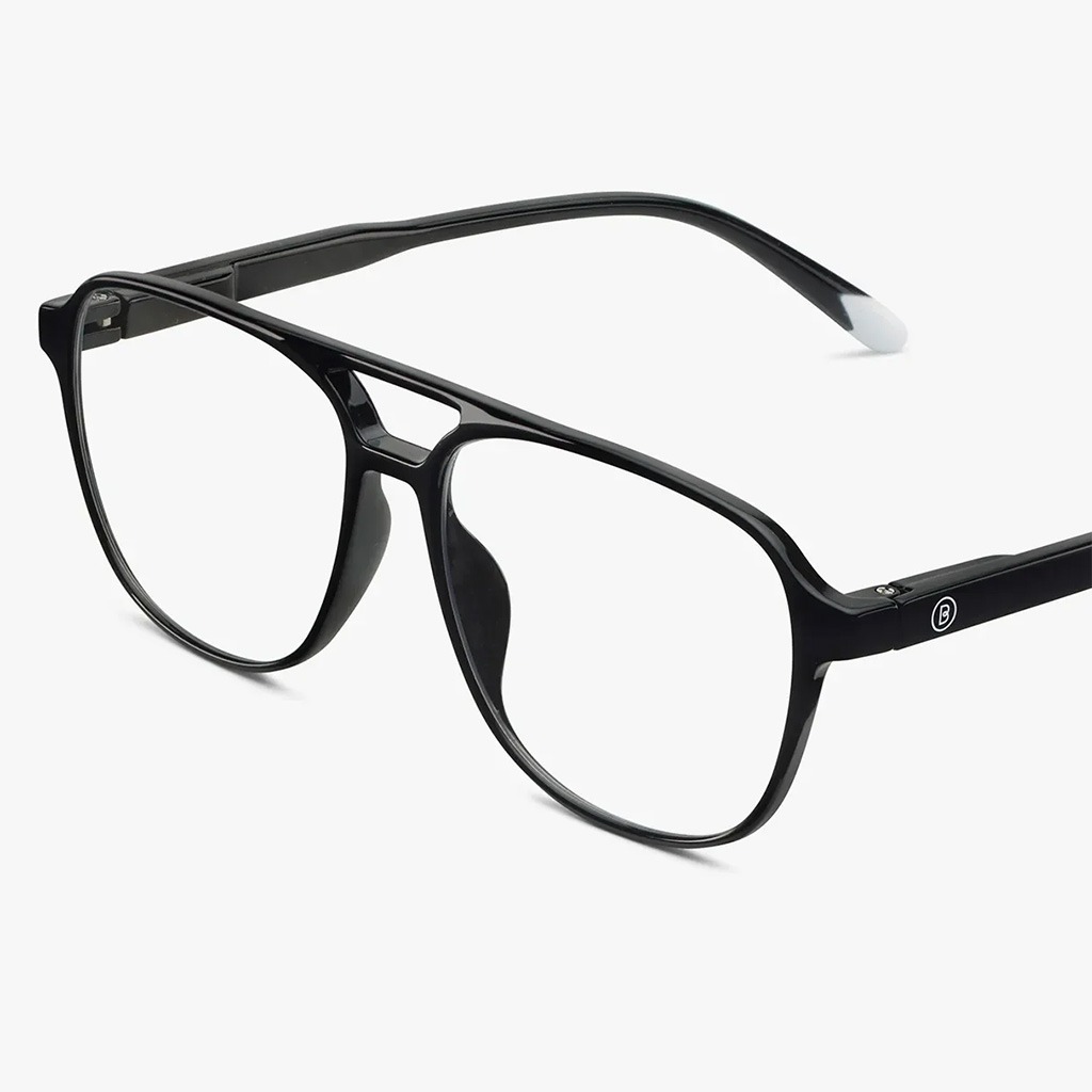 Barner Unisex Reading Glasses, Aviator Shape, Shiny Black - +2.50 Power