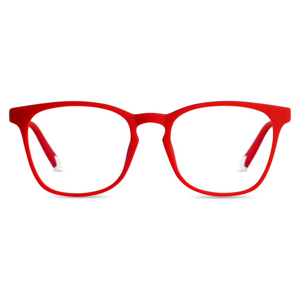Barner Kids Reading Glasses, Phantos Shape, Red - Plano Power
