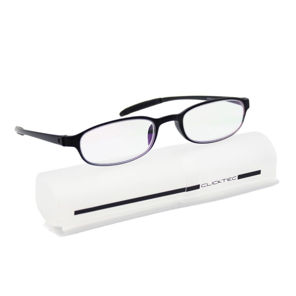 ClickTec Unisex Reading Glasses, Rectangle Shape, Black - +1.00 Power