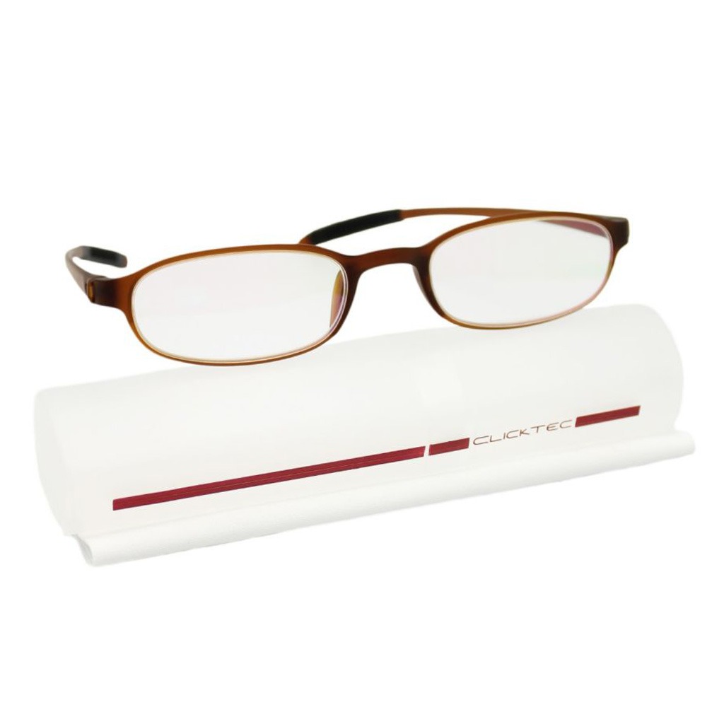 ClickTec Unisex Reading Glasses, Rectangle Shape, Brown - +3.00 Power