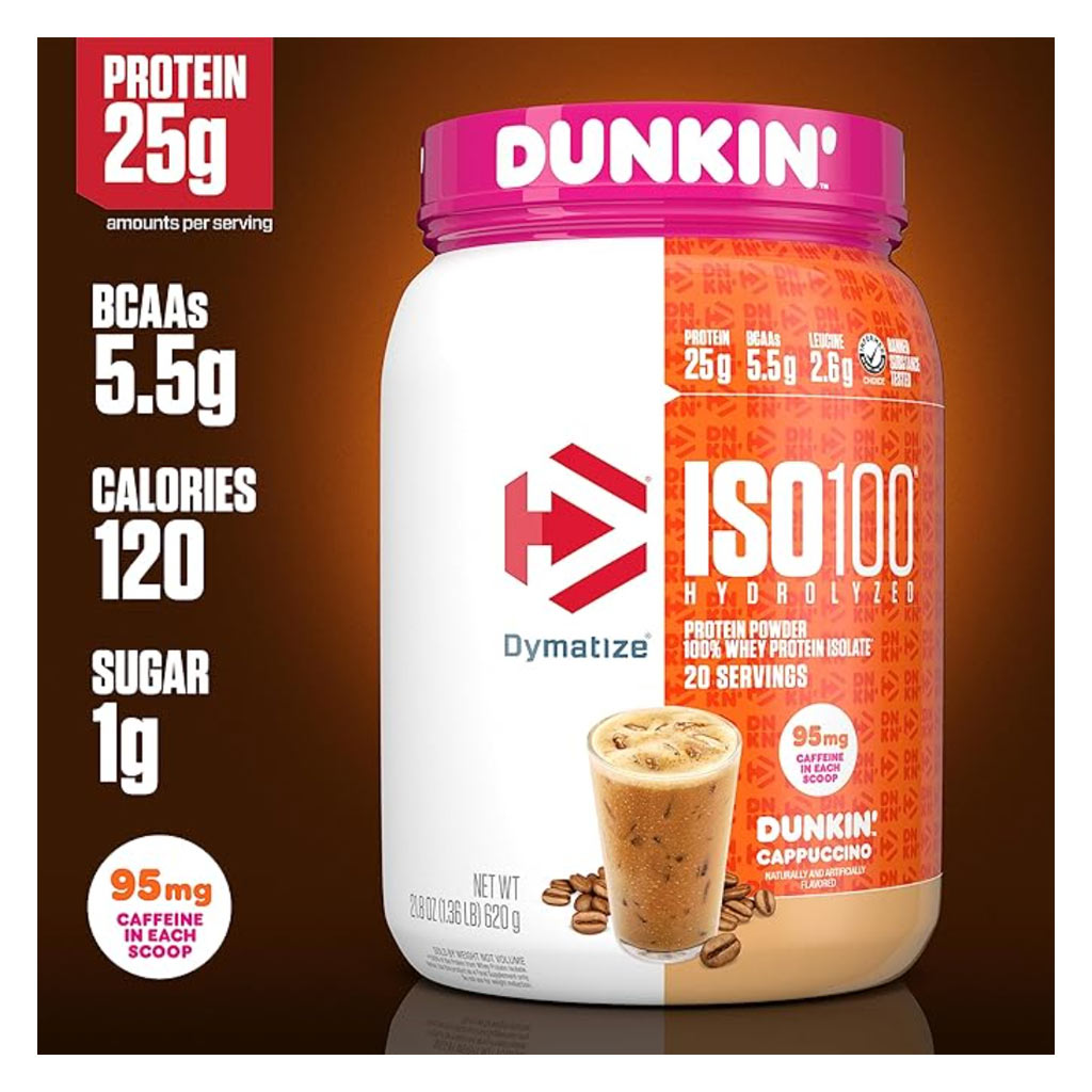 Dymatize ISO 100 Dunkin Cappuccino Whey Protein Powder 620g