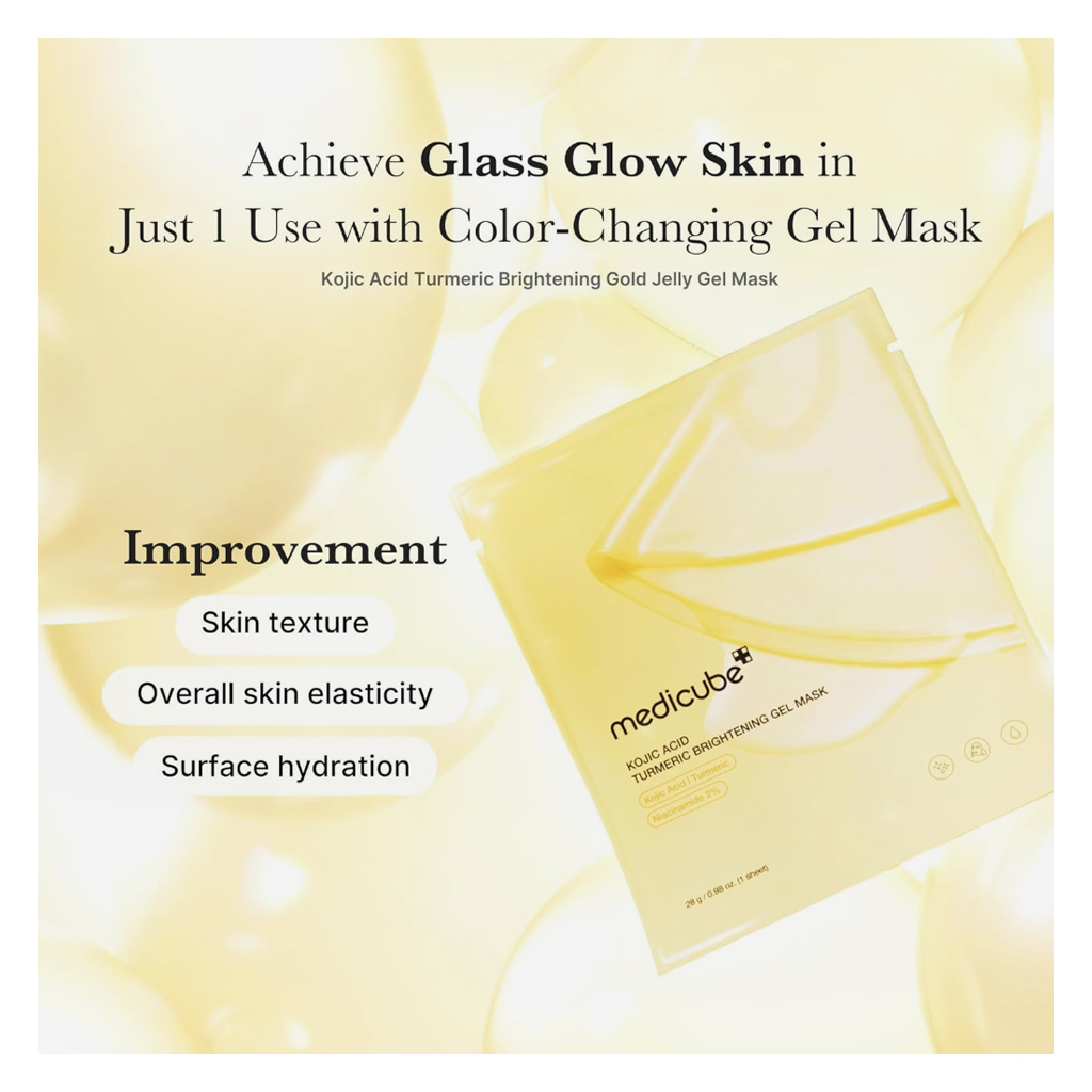 Medicube Kojic Acid Turmeric Brightening Gel Face Sheet Mask, Pack of 4's