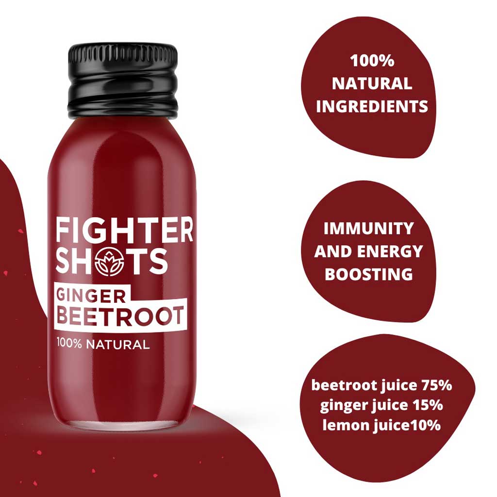 Fighter Shots Ginger & Beetroot Shots 60ml, Pack of 12's
