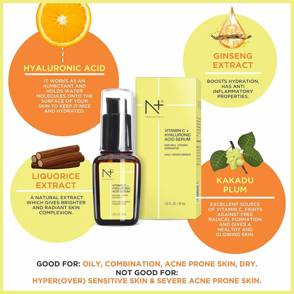 Ghori N+ Professional Vitamin C + 20% Hyaluronic Acid Serum 30ml