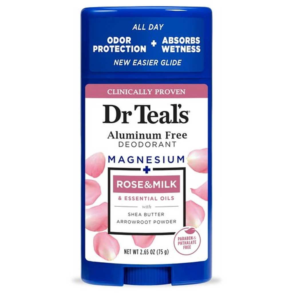 Dr Teal's Magnesium, Rose & Milk Aluminum Free Deodorant Stick 75g