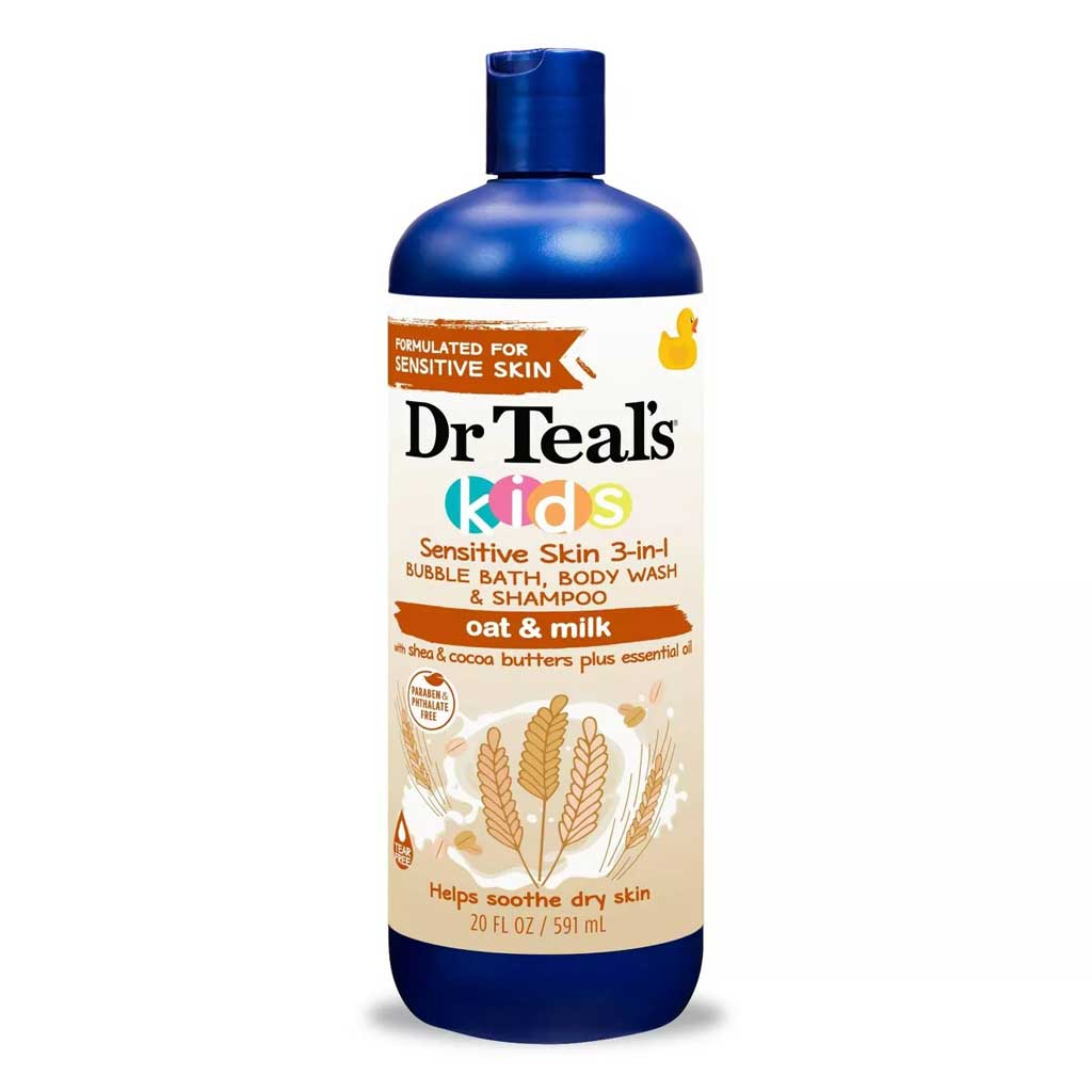 Dr Teal's Kids 3-in-1 Oat & Milk Bubble Bath, Body Wash & Shampoo 591ml