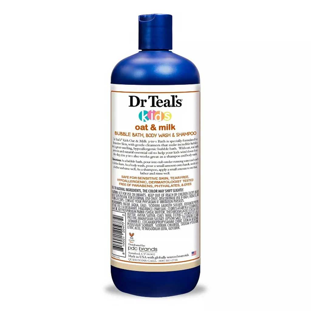 Dr Teal's Kids 3-in-1 Oat & Milk Bubble Bath, Body Wash & Shampoo 591ml