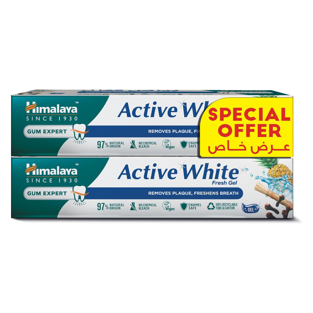Himalaya Active White Fresh Gel Toothpaste 100ml, Pack of 2