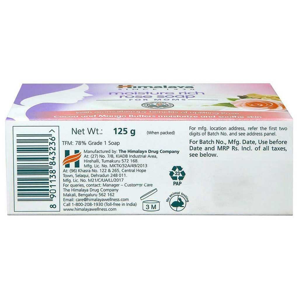 Himalaya Moisture Rich Rose Soap 125g, Pack of 6