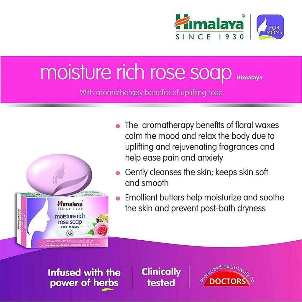 Himalaya Moisture Rich Rose Soap 125g, Pack of 6