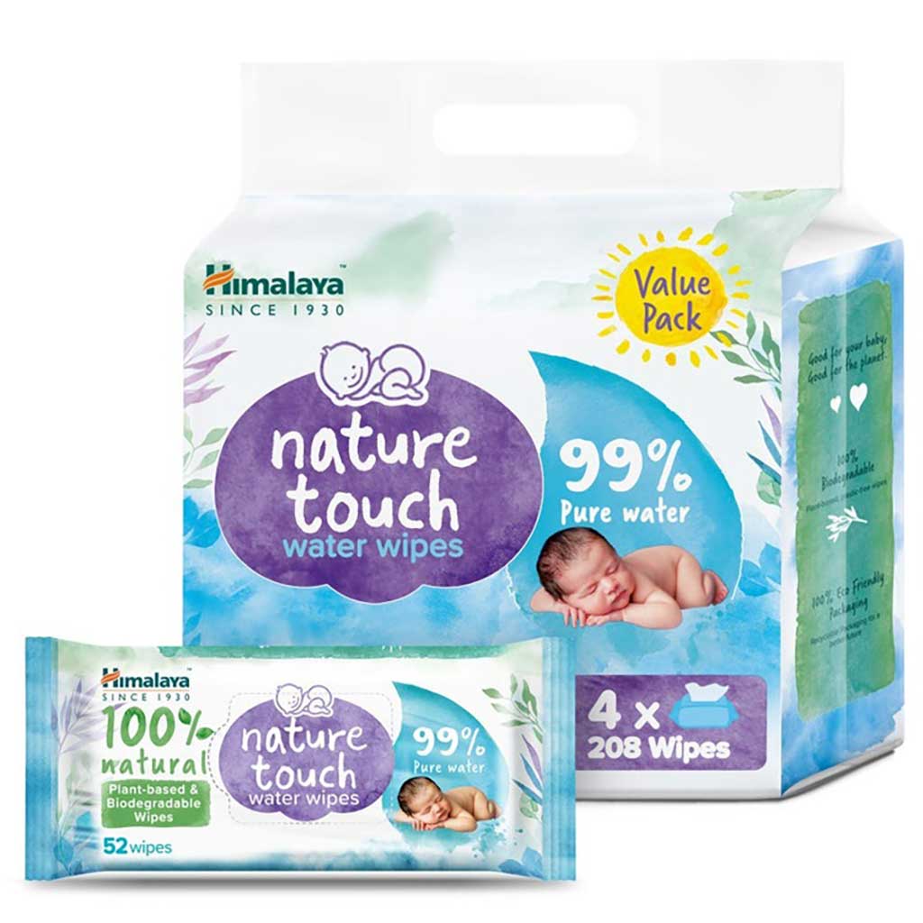 Himalaya Nature Touch Water Wipes, Pack of 52 x 4