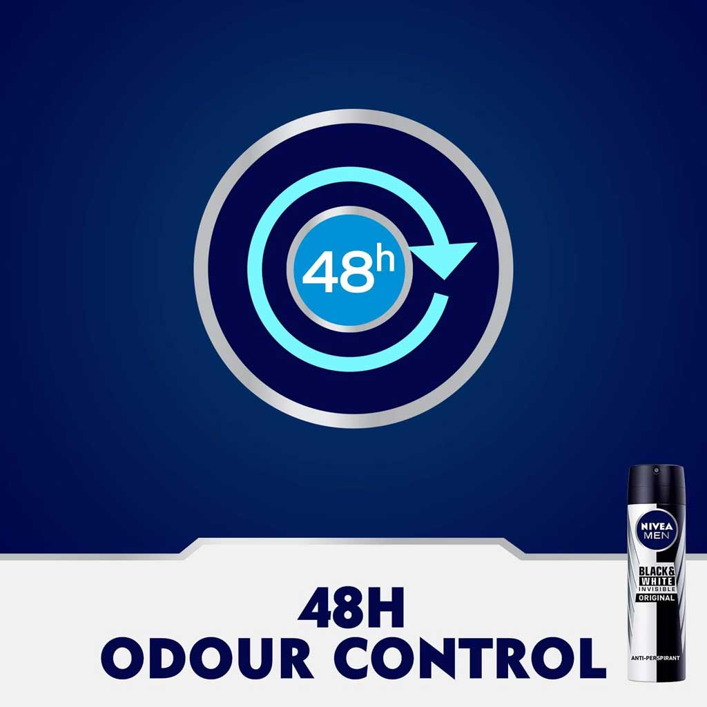 Nivea Men Black & White Deo Spray 150ml, Pack of 2