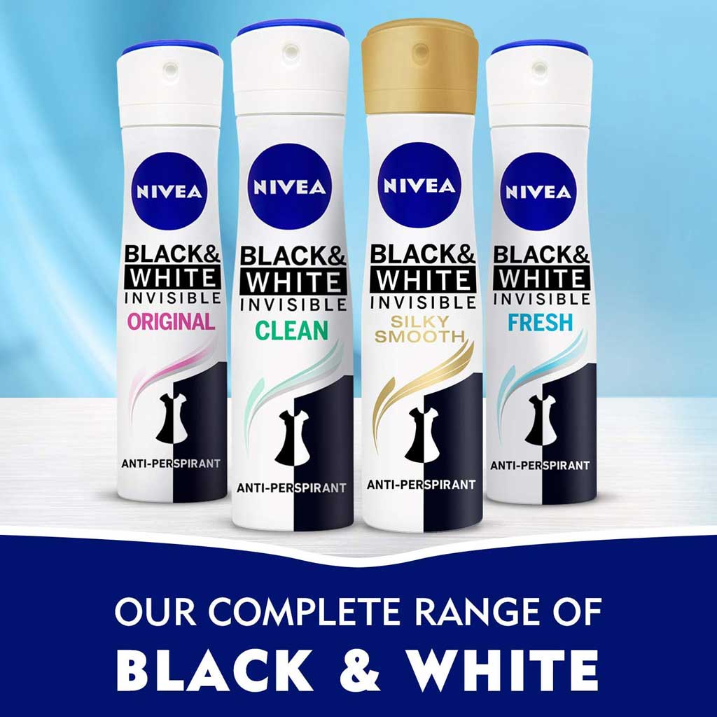 Nivea Women Black & White Deo Spray 150ml, Pack of 2