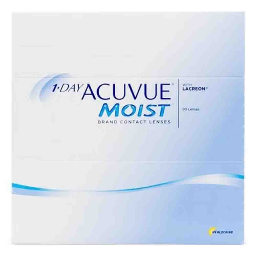 Acuvue Moist 1-Day Clear Contact Lenses, Base Curve 8.5, Pack of 90's