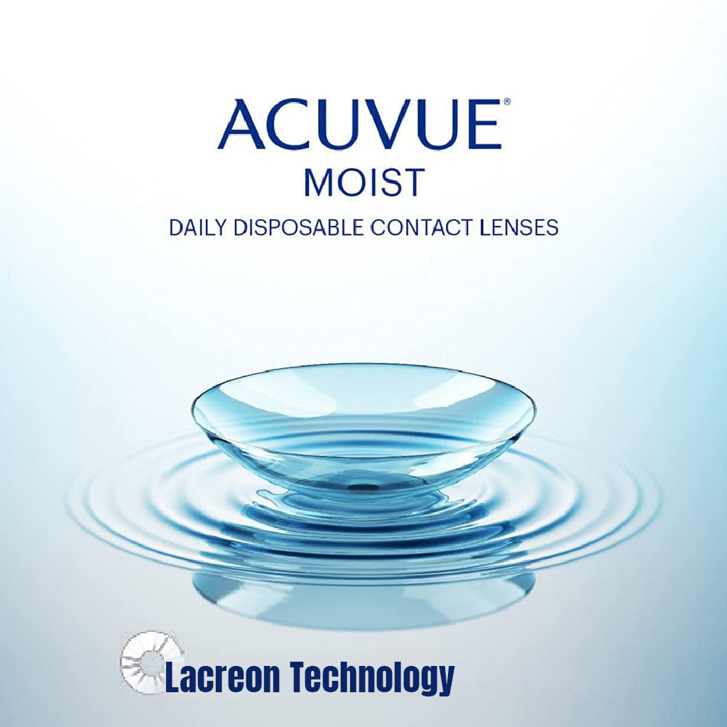 Acuvue Moist 1-Day Clear Contact Lenses, Base Curve 8.5, Pack of 90's