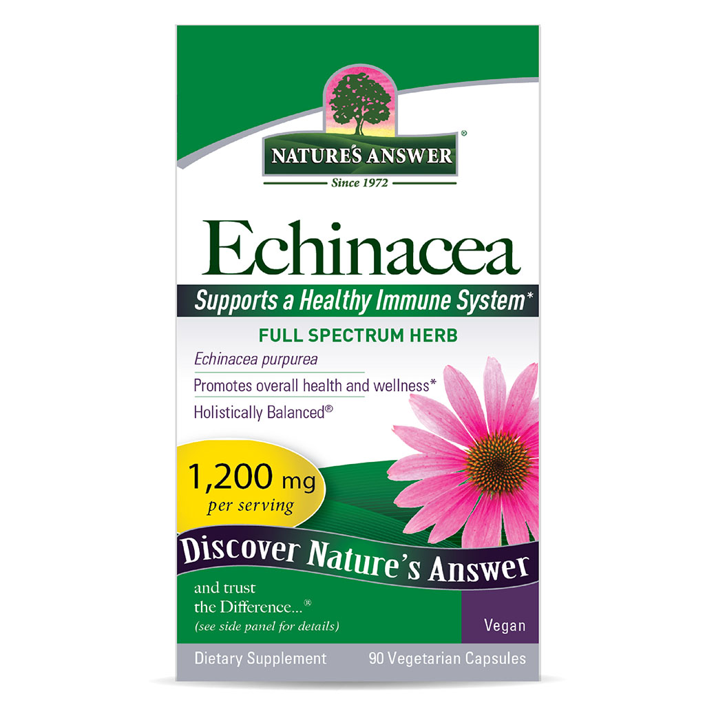 Nature's Answer Echinacea Herb 1200 mg Vegan Capsules For Antioxidant & Immunity Boost, Pack of 90's