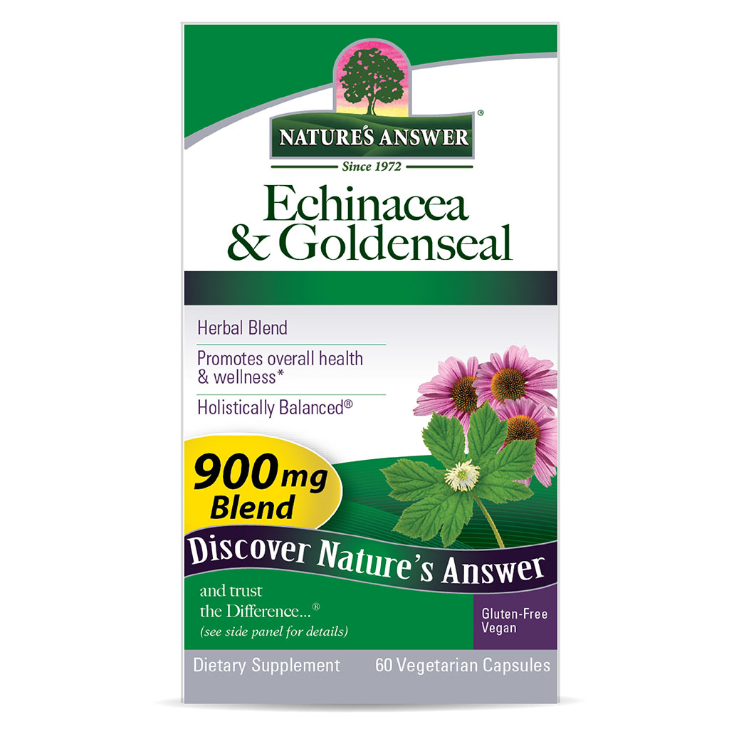 Nature's Answer Echinacea & Goldenseal 900mg Vegan Capsules For Immunity, Pack of 60's