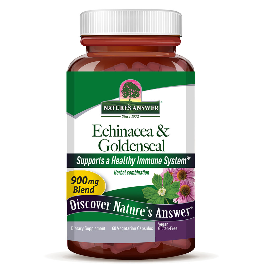 Nature's Answer Echinacea & Goldenseal 900mg Vegan Capsules For Immunity, Pack of 60's