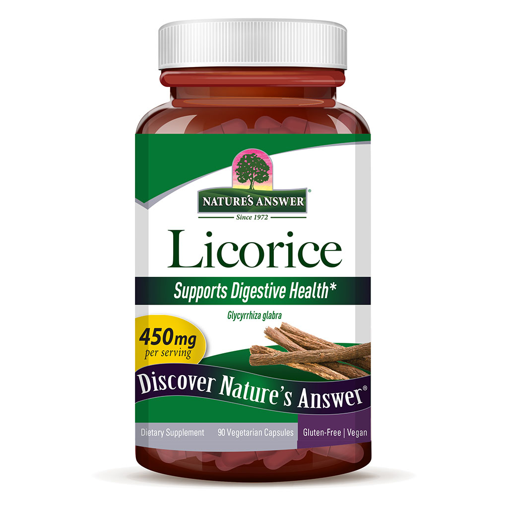 Nature's Answer Licorice Root 450mg Vegan Capsules For Digestive Health, Pack of 90's