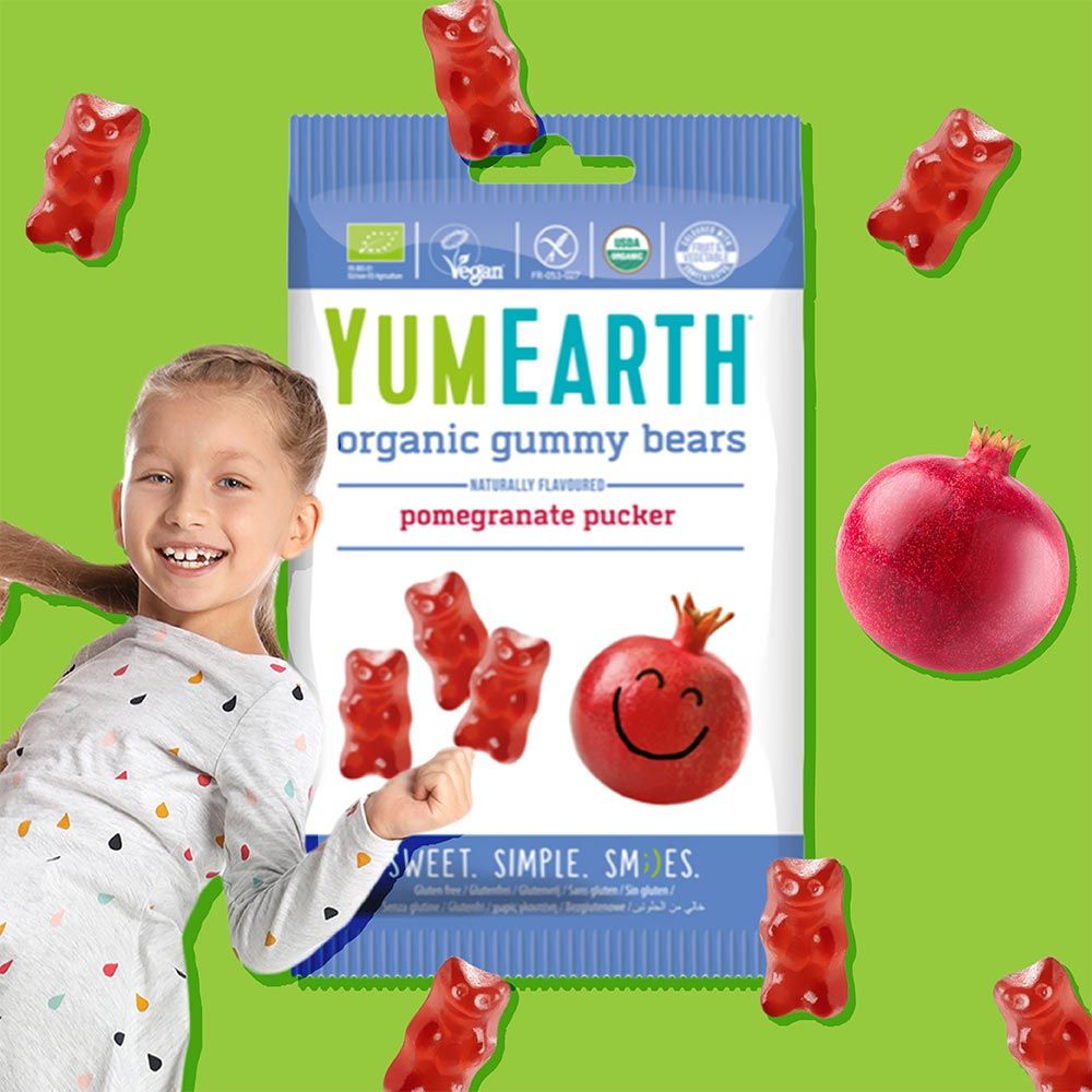 Yum Earth Organic Gummy Bears Pomegranate 50g