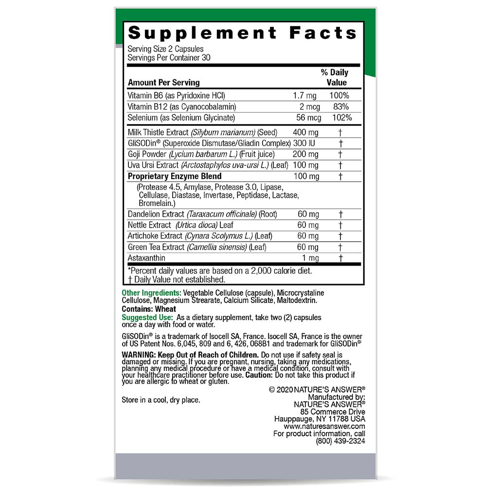 Nature's Answer Liver & Kidney Cleanse Max Vegetarian Capsules, Pack of 60's