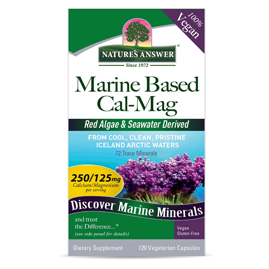 Nature's Answer Marine Based Calcium-Magnesium 250/125mg Vegan Capsules For Bone & Muscle Health, Pack of 120's