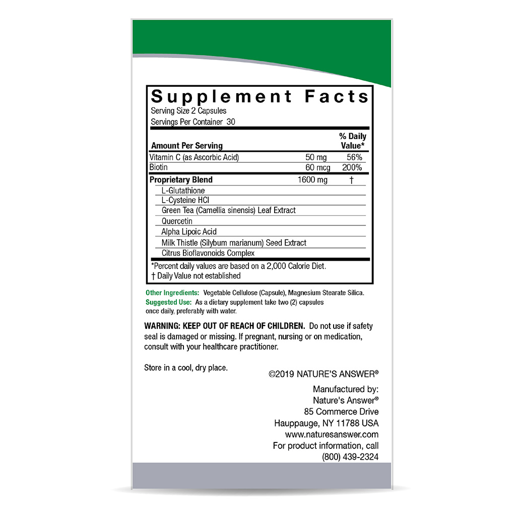 Nature's Answer DermaBrite With Glutathione Vegetarian Capsules For Skin Brightening, Pack of 60's