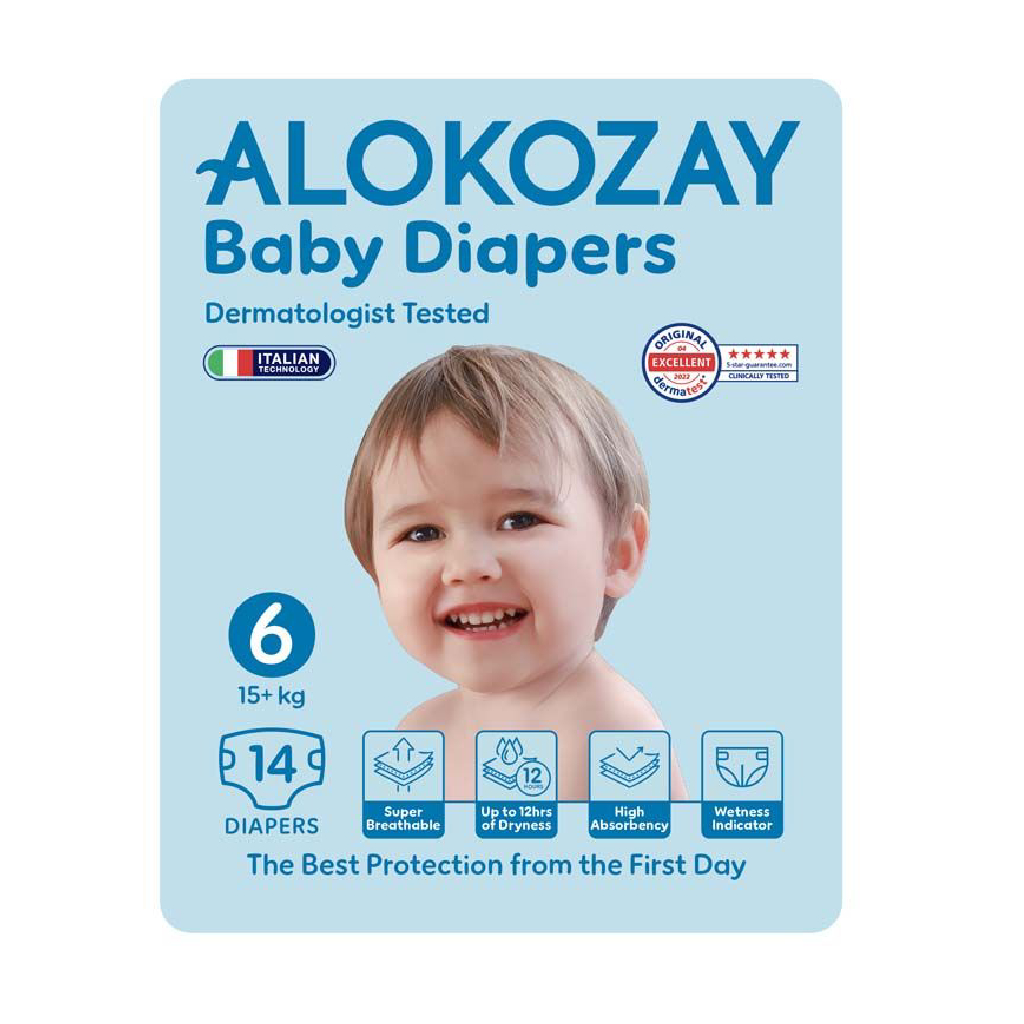 Alokozay Baby Diapers, Size 6, 15+ Kg, Pack of 14’s