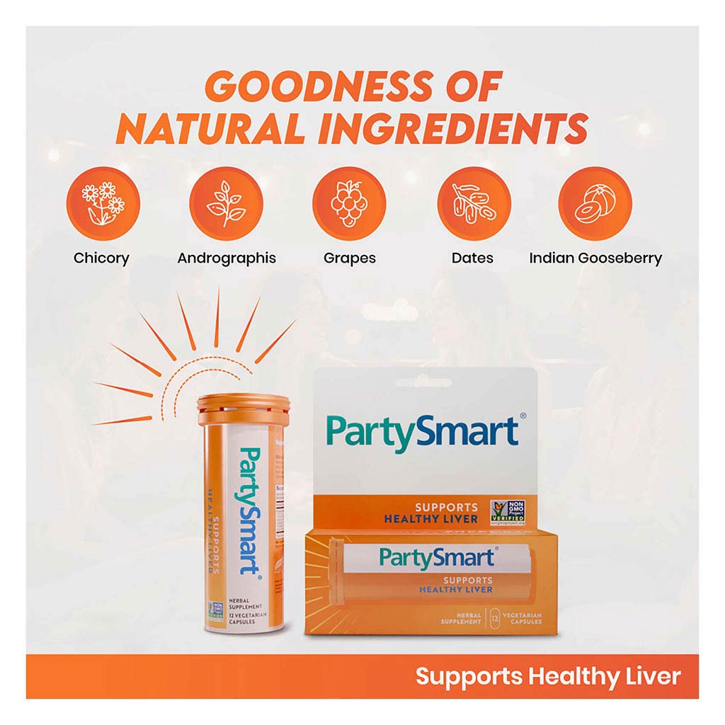 Himalaya PartySmart Herbal Liver Supplement Capsules, Pack of 12’s